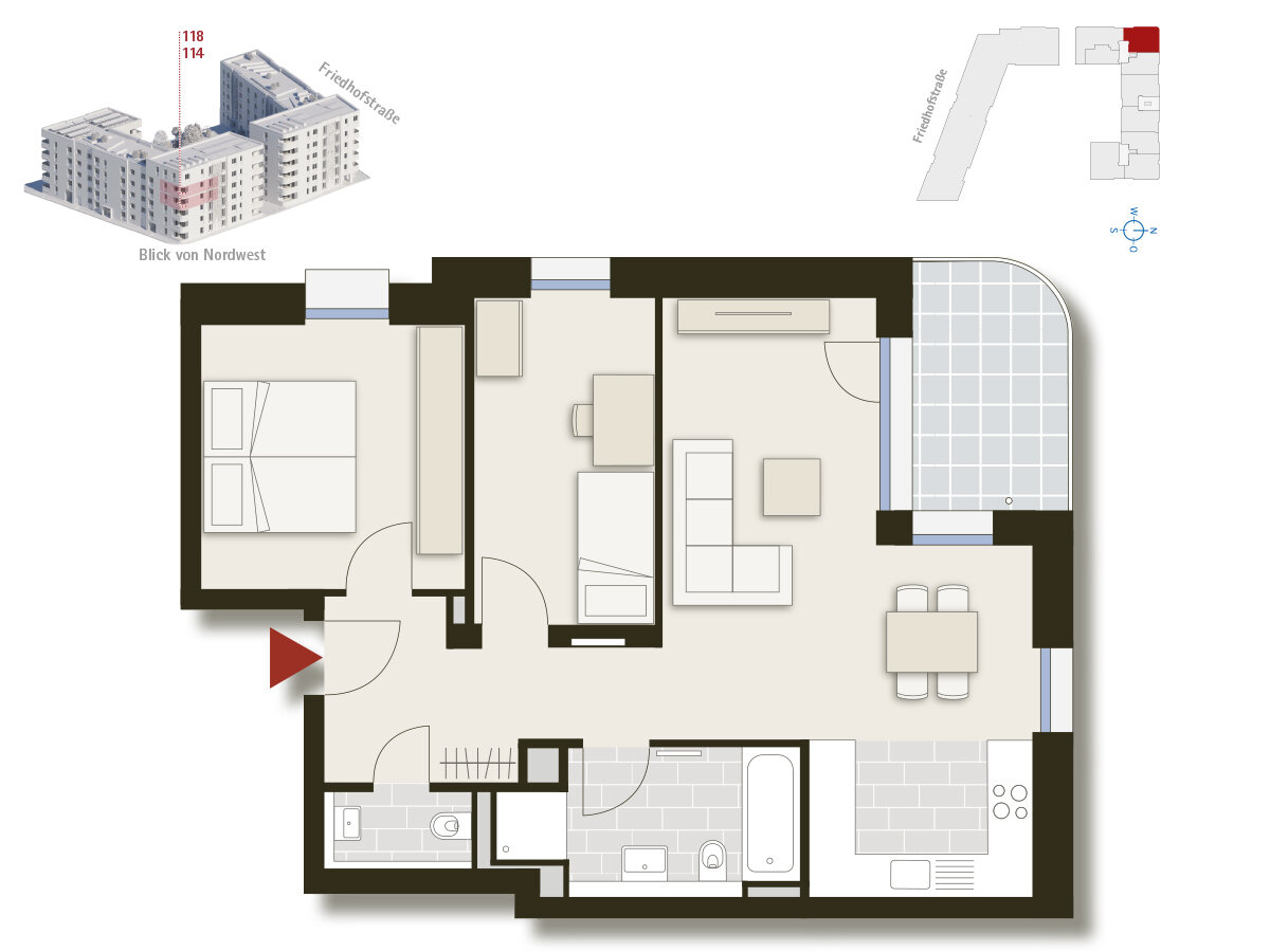 Wohnung zum Kauf provisionsfrei 575.000 € 3 Zimmer 71,5 m²<br/>Wohnfläche 3.<br/>Geschoss Friedhofstraße 16 Am Pragfriedhof Stuttgart 70191