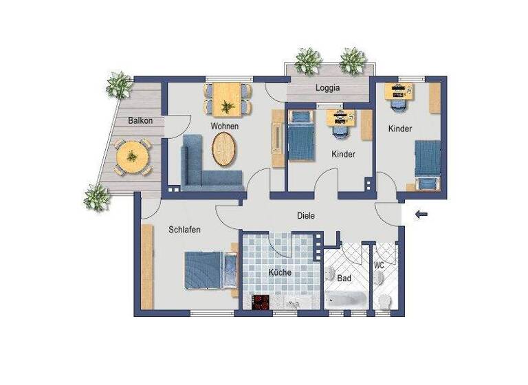 Wohnung zum Kauf provisionsfrei 259.000 € 4 Zimmer 81,2 m² 1. Geschoss Alemannenstraße 7 Gremberghoven Köln 51149