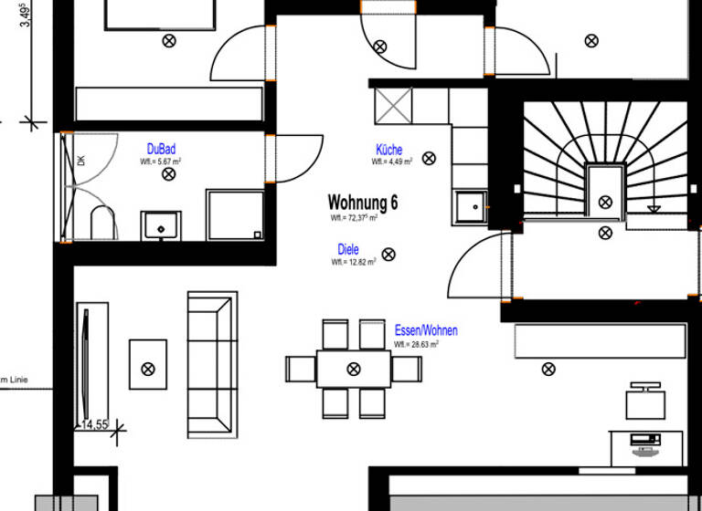 Wohnung zur Miete 1.235 € 3 Zimmer 72,4 m²<br/>Wohnfläche Dachgeschoss<br/>Geschoss 01.06.2025<br/>Verfügbarkeit Nussdorf Eberdingen / Nußdorf 71735