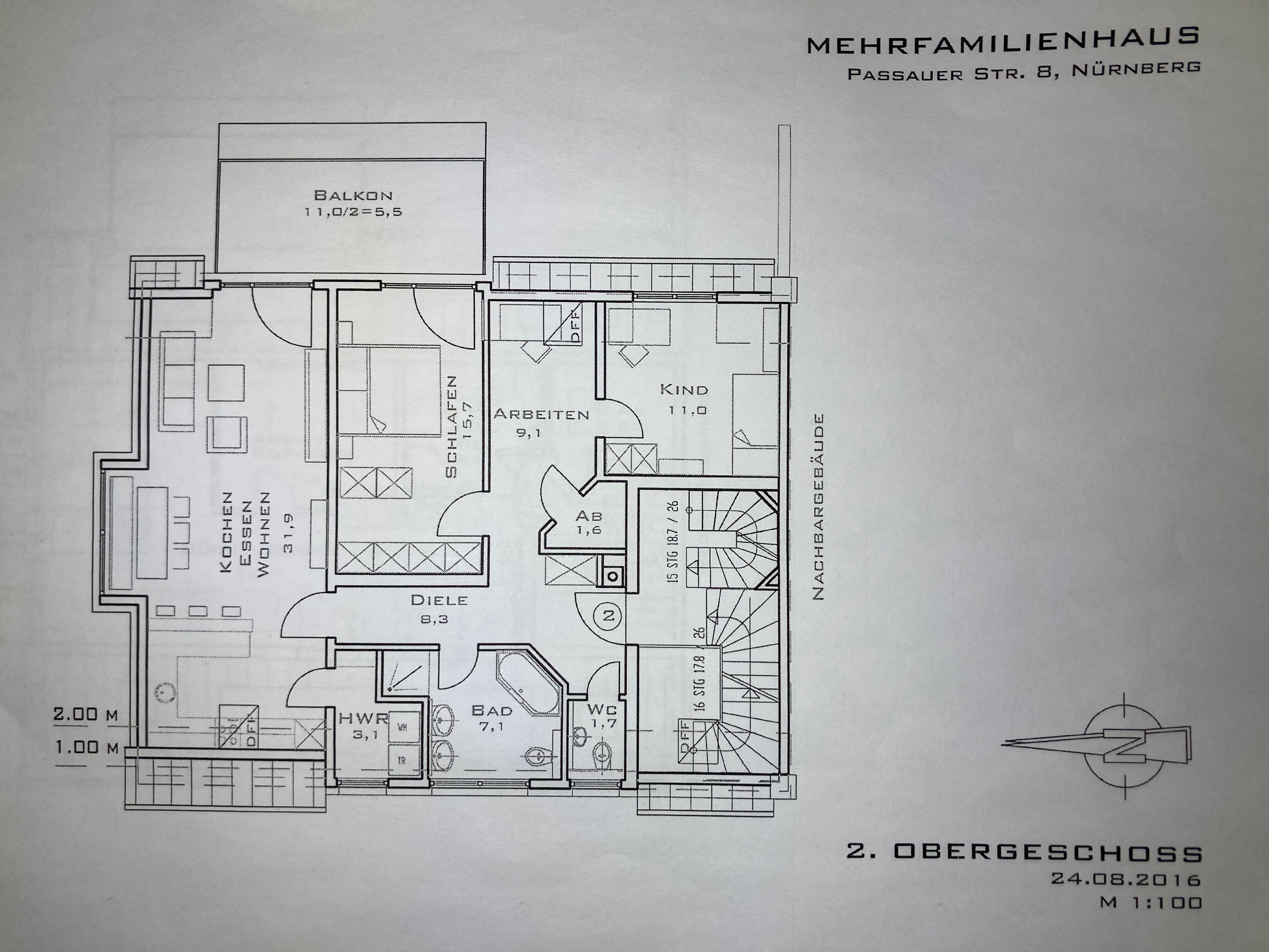 Wohnung zur Miete 1.200 € 3 Zimmer 95 m²<br/>Wohnfläche 2.<br/>Geschoss Passauer Str. 8 Zerzabelshof Nürnberg 90480