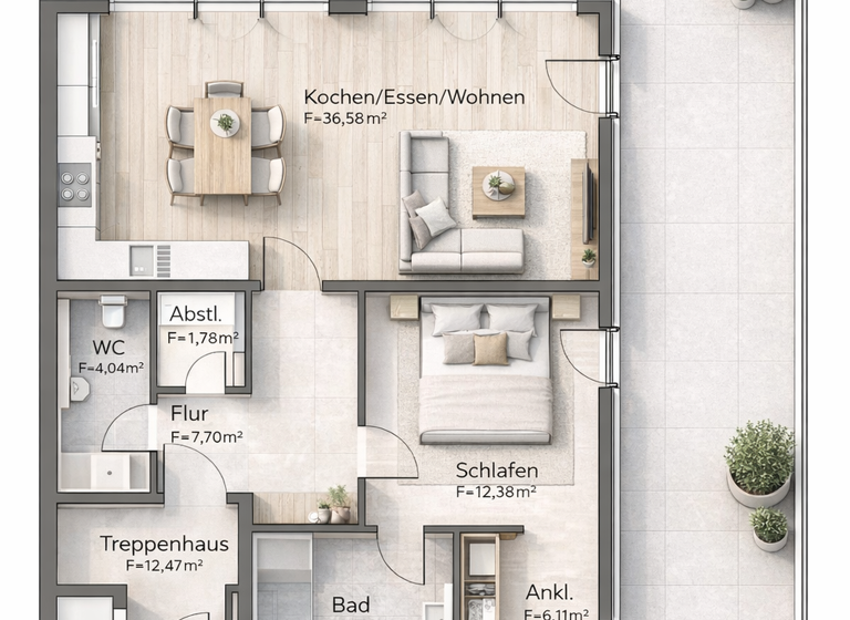 Penthouse zum Kauf provisionsfrei 403.634 € 2,5 Zimmer 104,8 m² Bodenwöhr 92439