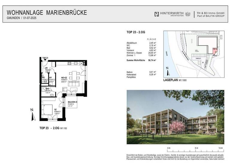 Wohnung zum Kauf - Erstbezug 410.000 € 2 Zimmer 56,7 m² 2. Geschoss Marienbrücke 5 Gmunden 4810