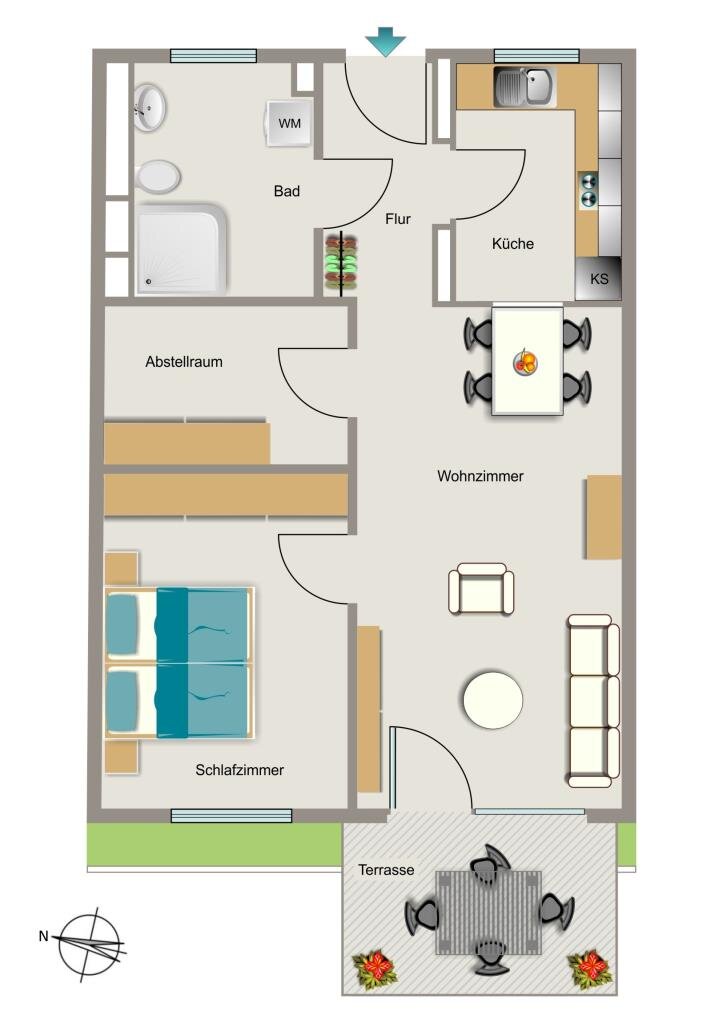 Wohnung zur Miete 672 € 2,5 Zimmer 59,4 m²<br/>Wohnfläche EG<br/>Geschoss Rutgerweg 25 Werne Bochum 44894