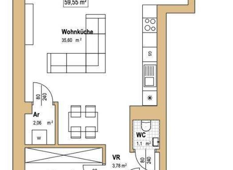 Wohnung zum Kauf 710.000 € 2 Zimmer 59,5 m² 5. Geschoss Wien 1090