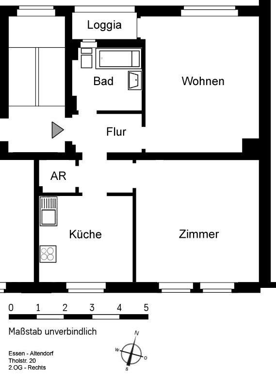 Wohnung zur Miete 499 € 2 Zimmer 67,7 m²<br/>Wohnfläche 2.<br/>Geschoss Tholstraße 20 Altendorf Essen 45143