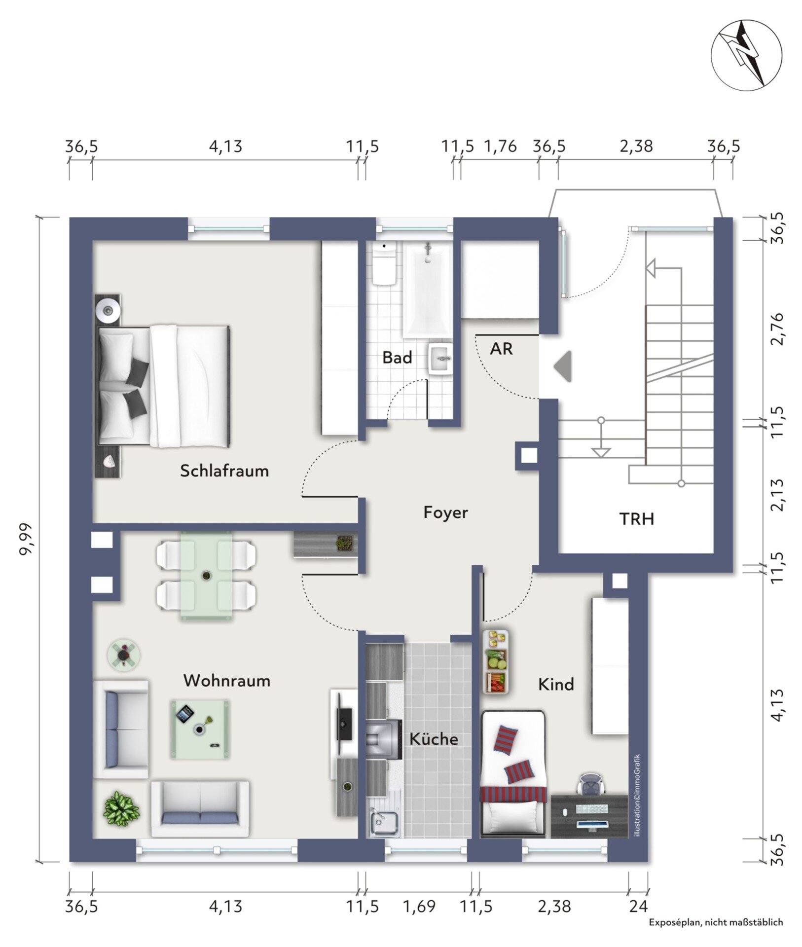 Wohnung zur Miete 403 € 3,5 Zimmer 67,1 m²<br/>Wohnfläche EG<br/>Geschoss Erle Gelsenkirchen 45891