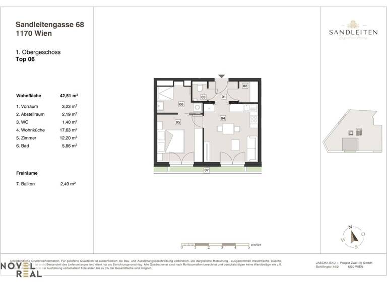 Wohnung zum Kauf - Erstbezug 359.000 € 2 Zimmer 42,5 m² 1. Geschoss Wien 1170