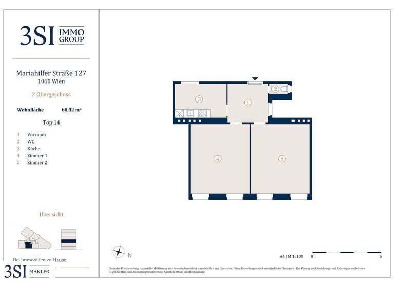 Wohnung zum Kauf 254.000 € 2 Zimmer 60,5 m² 2. Geschoss Mariahilfer Straße 127 Wien 1060