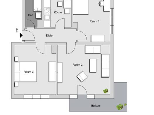 Wohnung zur Miete 785 € 3 Zimmer 71,7 m² 2. Geschoss frei ab 01.10.2026 Am Stadtpark 125 Maxfeld Weiterer Innenstadtgürtel West / Nord / Ost 90409