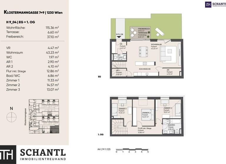 WG-Zimmer zum Kauf - Erstbezug 678.000 € 4 Zimmer 115,4 m² EG Klostermanngasse Wien 1230