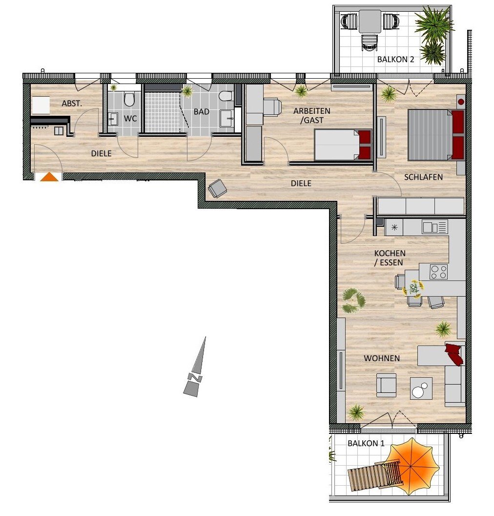 Wohnung zum Kauf provisionsfrei 494.900 € 3 Zimmer 94,6 m²<br/>Wohnfläche 1.<br/>Geschoss Schlebusch - Nord Leverkusen 51375