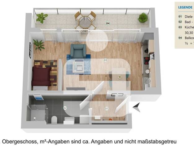 Wohnung zur Miete 775 € 1,5 Zimmer 49 m² Haidenhof-Nord Passau 94032