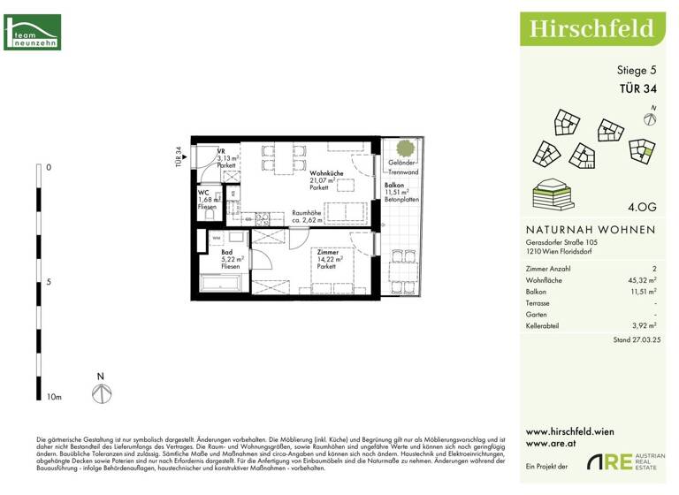 Wohnung zum Kauf - Erstbezug provisionsfrei 255.100 € 2 Zimmer 45,3 m² 4. Geschoss Gerasdorfer Straße 105 Wien 1210