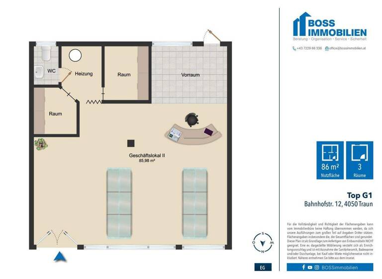 Ladenfläche zur Miete 845 € 3 Zimmer Bahnhofstraße 12 Traun 4050