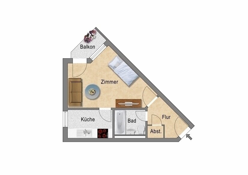 Wohnung zur Miete 525 € 1 Zimmer 38,9 m²<br/>Wohnfläche 2.<br/>Geschoss Pfarrer-Schneider-Straße 2 Niedersedlitz (Dorfstr.) Dresden 01257