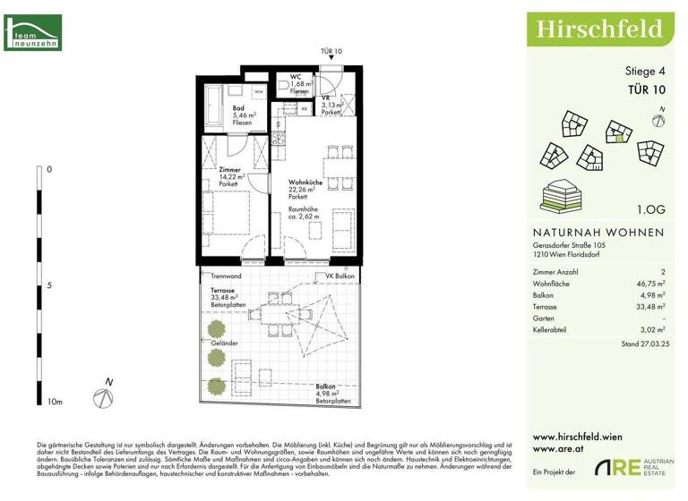 Wohnung zum Kauf - Erstbezug provisionsfrei 309.900 € 2 Zimmer 46,8 m² 1. Geschoss Gerasdorfer Straße 105 Wien 1210