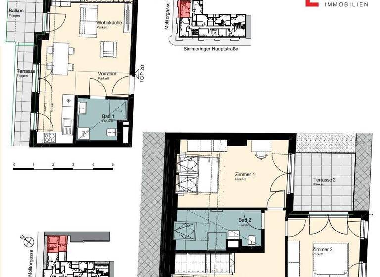Maisonette zur Miete - Erstbezug 1.315 € 3 Zimmer 86,1 m² 1. Geschoss Wien 1110