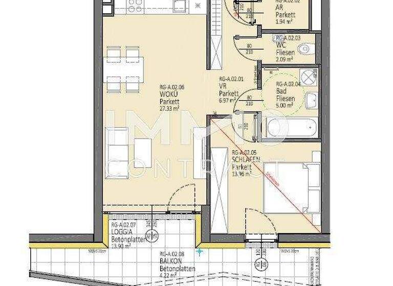 Wohnung zur Miete 700 € 2 Zimmer 57,2 m² Waldegg Linz 4020