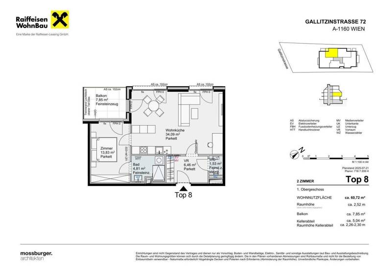 Wohnung zum Kauf - Erstbezug provisionsfrei 627.400 € 2 Zimmer 60,7 m² Gallitzinstraße Wien,Ottakring 1160