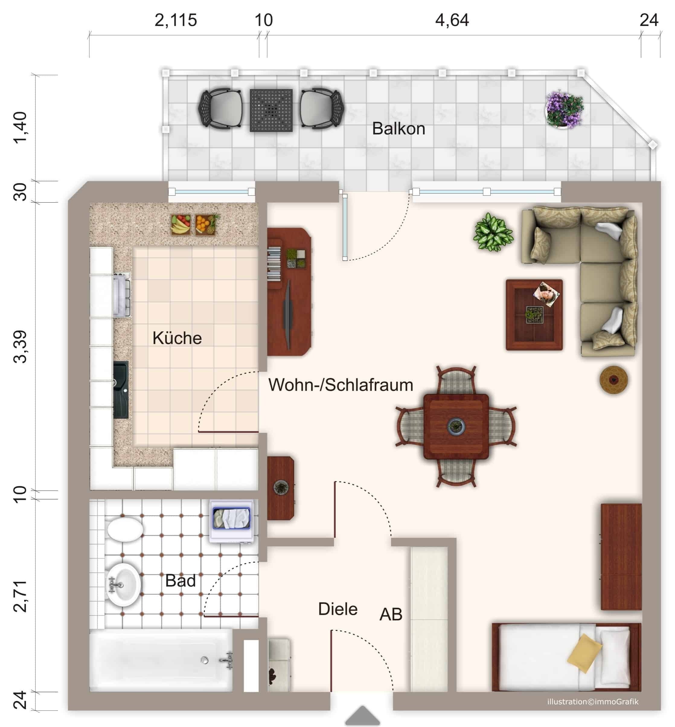 Wohnung zur Miete 550 € 1 Zimmer 45 m²<br/>Wohnfläche 3.<br/>Geschoss ab sofort<br/>Verfügbarkeit Kölner Landstraße 44 Wersten Düsseldorf 40591