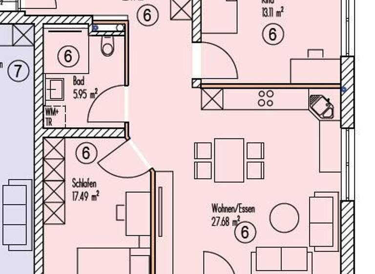 Wohnung zur Miete 1.245 € 3 Zimmer 88,9 m²<br/>Wohnfläche 1.<br/>Geschoss Crailsheim Crailsheim 74564