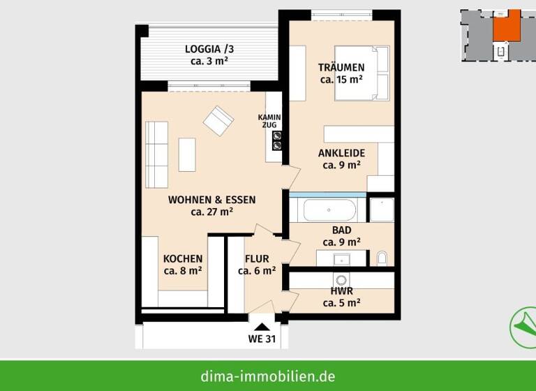 Wohnung zum Kauf 440.000 € 2 Zimmer 85,4 m²<br/>Wohnfläche 3.<br/>Geschoss Sebastian-Bach-Straße 40 Zentrum-West Leipzig 04109