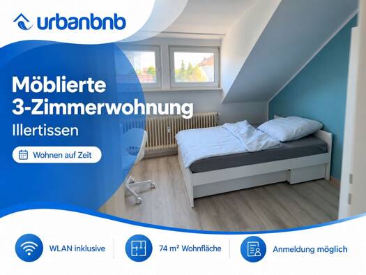Wohnung zur Miete auf Zeit 1.350 € 3 Zimmer 74 m² frei ab sofort Behringstraße Illertissen Illertissen 89257