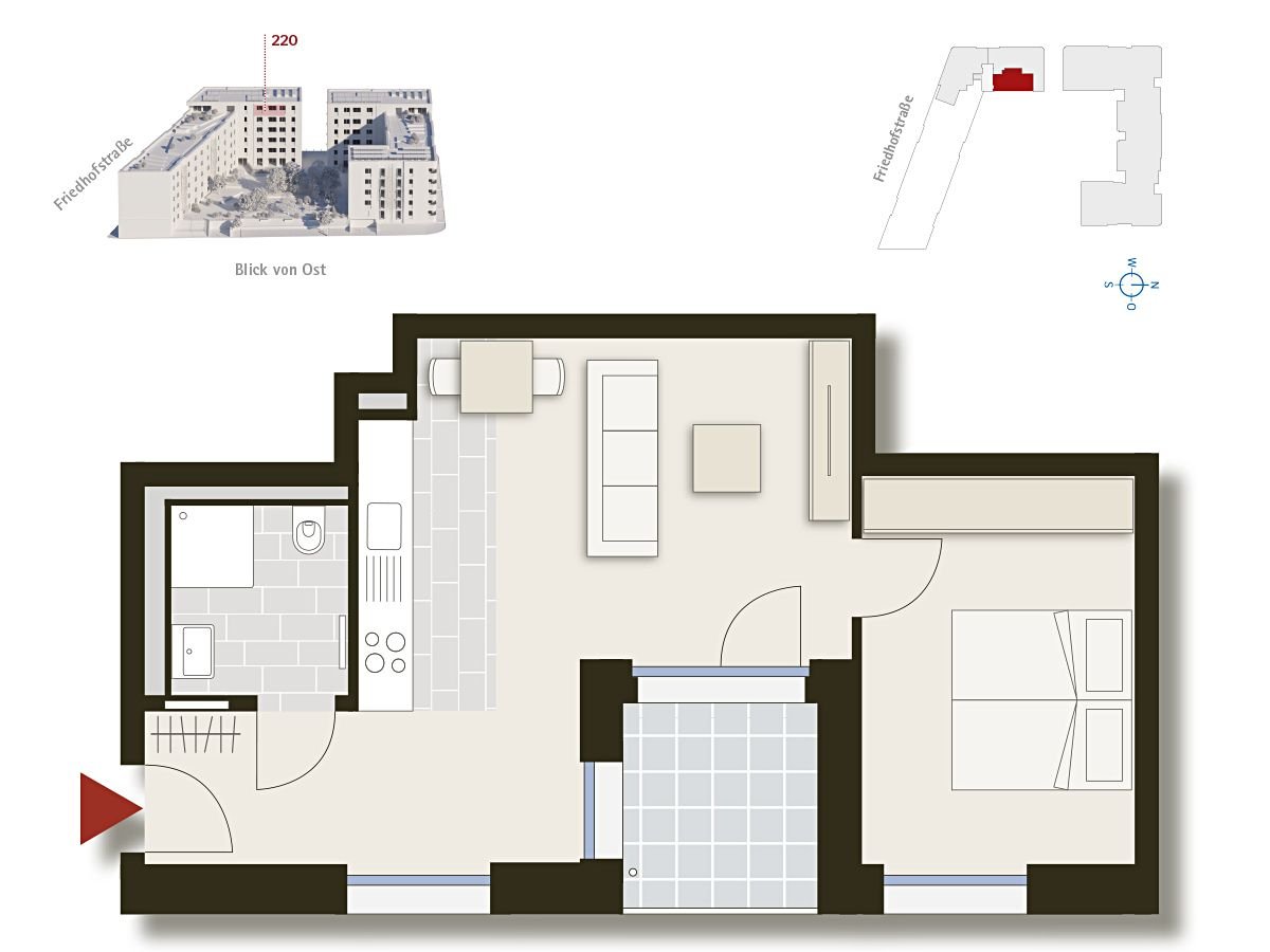 Wohnung zum Kauf provisionsfrei 425.000 € 2 Zimmer 50 m²<br/>Wohnfläche 5.<br/>Geschoss Friedhofstraße 4 Am Pragfriedhof Stuttgart 70191