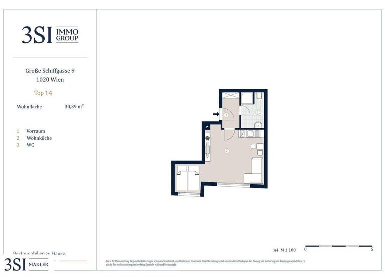 Studio zum Kauf - Erstbezug 289.000 € 1 Zimmer 30,4 m² 4. Geschoss Große Schiffgasse 9 Wien 1020