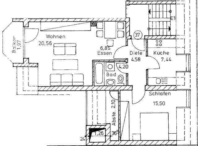 Wohnung zur Miete 600 € 2 Zimmer 62 m²<br/>Wohnfläche 3.<br/>Geschoss West Waldkraiburg 84478