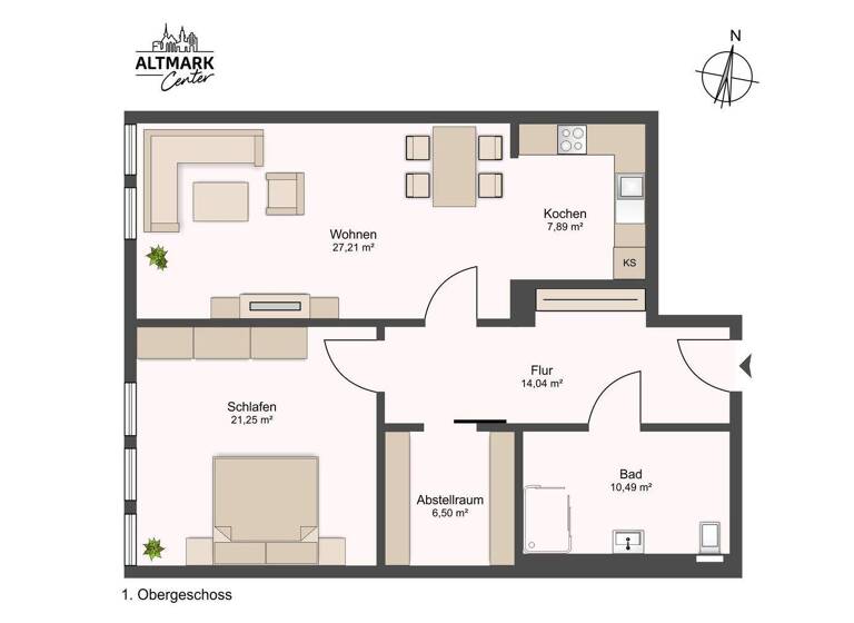 Wohnung zur Miete 1.074 € 2 Zimmer 87,4 m² 3. Geschoss Salzwedel 29410