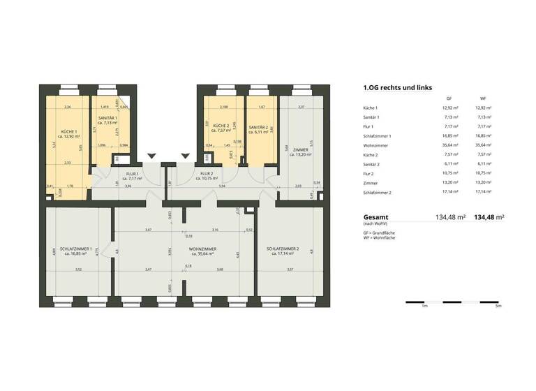 Wohnung zur Miete 1.297 € 4 Zimmer 135 m² 1. Geschoss Mockauer Straße 12 Mockau-Nord Leipzig 04357