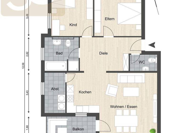 Wohnung zum Kauf 265.000 € 4 Zimmer 92 m² 1. Geschoss Rötgesbüttel 38531