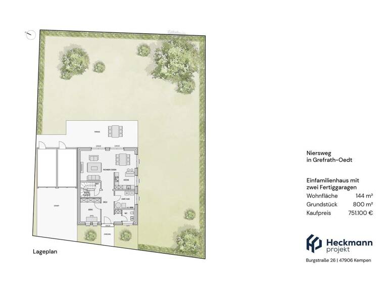 Einfamilienhaus zum Kauf provisionsfrei 751.100 € 5 Zimmer 144 m² 800 m² Grundstück Oedt Grefrath 47929