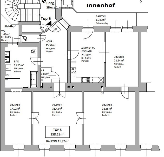 Wohnung zur Miete 2.351 € 3 Zimmer 158,2 m²<br/>Wohnfläche Wien 1040