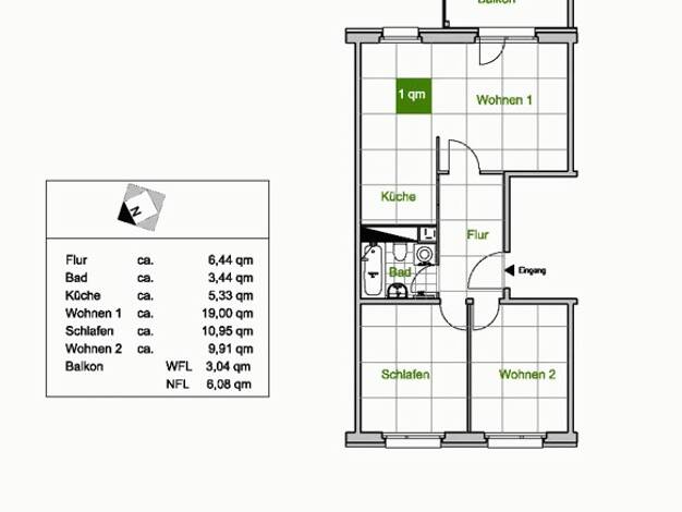 Wohnung zur Miete 423 € 3 Zimmer 57,9 m² 4. Geschoss frei ab 03.10.2026 Mockethaler Straße 9 Leuben Ortsamtsbereich Leuben 01257