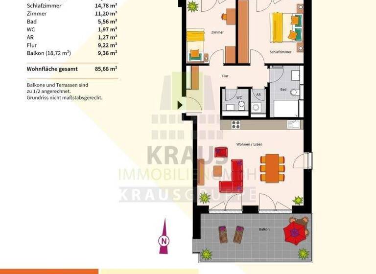 Wohnung zum Kauf provisionsfrei 599.000 € 3 Zimmer 85,7 m² 2. Geschoss Rohrbach Heidelberg 69126