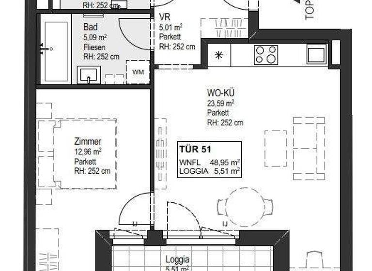 Wohnung zur Miete - Erstbezug 821 € 2 Zimmer 54,5 m² 5. Geschoss Wien 1150