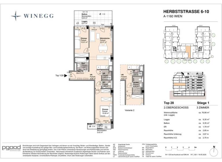 Wohnung zum Kauf - Erstbezug 506.100 € 3 Zimmer 67,5 m² 2. Geschoss Herbststraße 6-10 Wien 1160