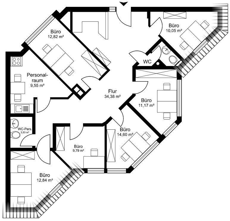 Bürofläche zur Miete 850 € 118,3 m²<br/>Bürofläche Innenstadt Wilhelmshaven 26382