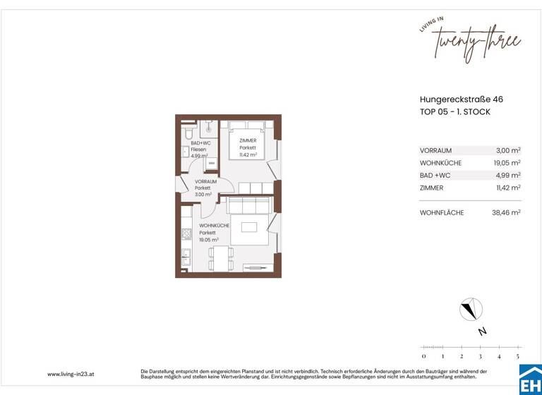 Wohnung zum Kauf - Erstbezug 214.094 € 2 Zimmer 38,5 m² 1. Geschoss Hungereckstraße Wien 1230