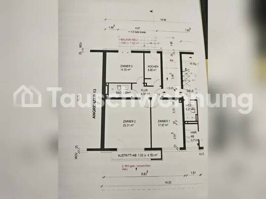 Wohnung zur Miete Tauschwohnung 1.100 € 3 Zimmer 78 m² 3. Geschoss Niehl Köln 50735