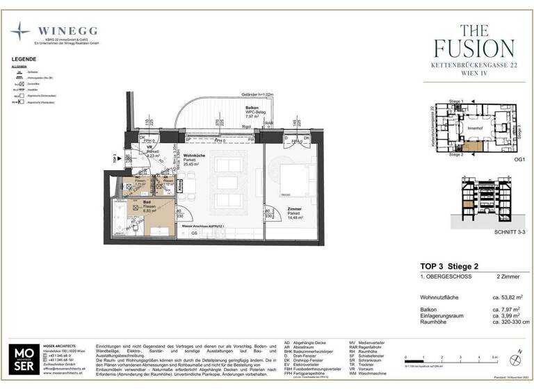 Wohnung zum Kauf - Erstbezug 526.200 € 2 Zimmer 53,8 m² 1. Geschoss Kettenbrückengasse 22 Wien 1040