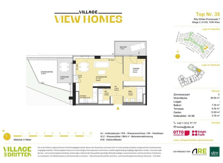 Wohnung zum Kauf - Erstbezug 488.000 € 2 Zimmer 49,1 m² 6. Geschoss Wien 1030