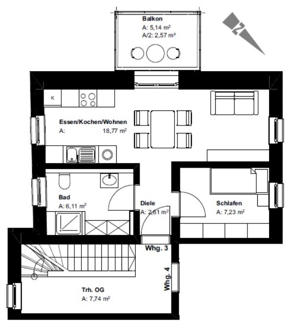 Wohnung zur Miete 525 € 1,5 Zimmer 36 m²<br/>Wohnfläche 1.<br/>Geschoss ab sofort<br/>Verfügbarkeit Almoshof Nürnberg 90427