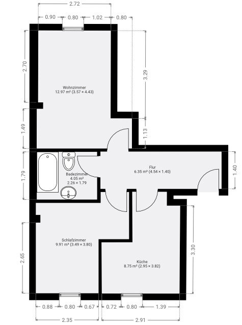 Wohnung zur Miete 270 € 2 Zimmer 40,1 m²<br/>Wohnfläche EG<br/>Geschoss Johannisstr. 11 Innenstadt 111 Zwickau 08058