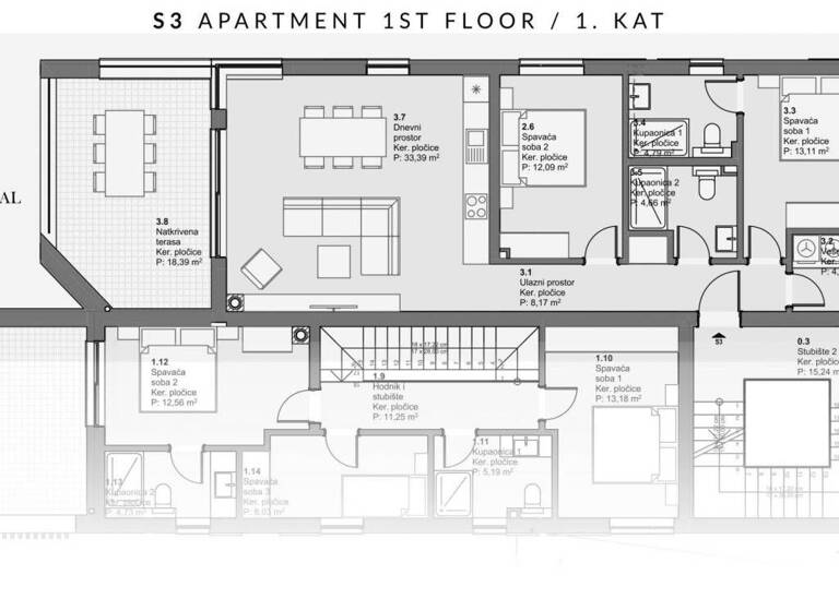 Wohnung zum Kauf 292.000 € 3 Zimmer 97 m² 1. Geschoss Vodice Vodice