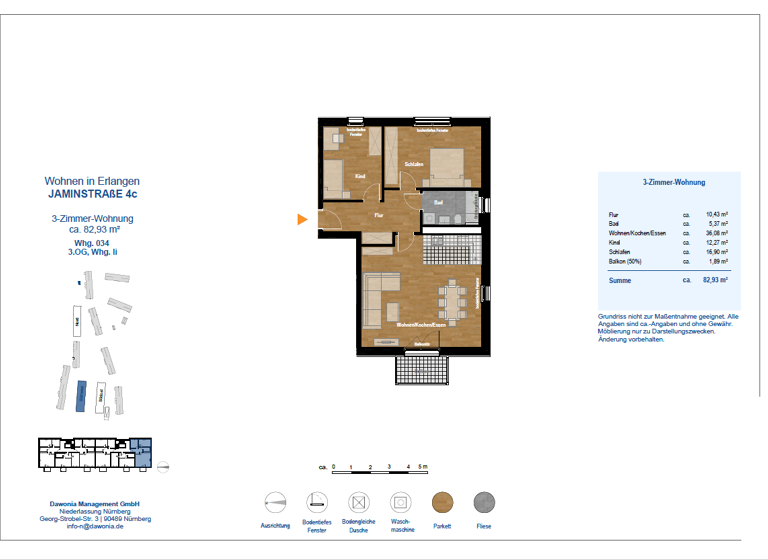 Wohnung zur Miete - Erstbezug 1.370 € 3 Zimmer 82,9 m² 3. Geschoss frei ab sofort Jaminstr. 4c Erlangen-Süd Erlangen 91052