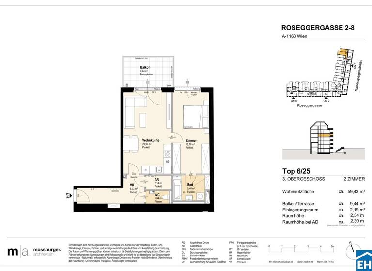 Wohnung zum Kauf - Erstbezug 383.900 € 2 Zimmer 59,4 m² 3. Geschoss Roseggergasse Wien 1160