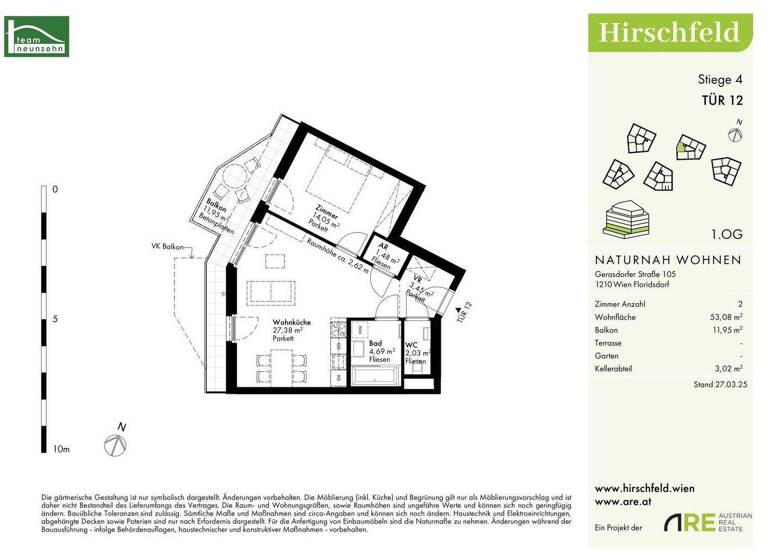 Wohnung zum Kauf - Erstbezug provisionsfrei 281.900 € 2 Zimmer 53,1 m² 1. Geschoss Gerasdorfer Straße 105 Wien 1210